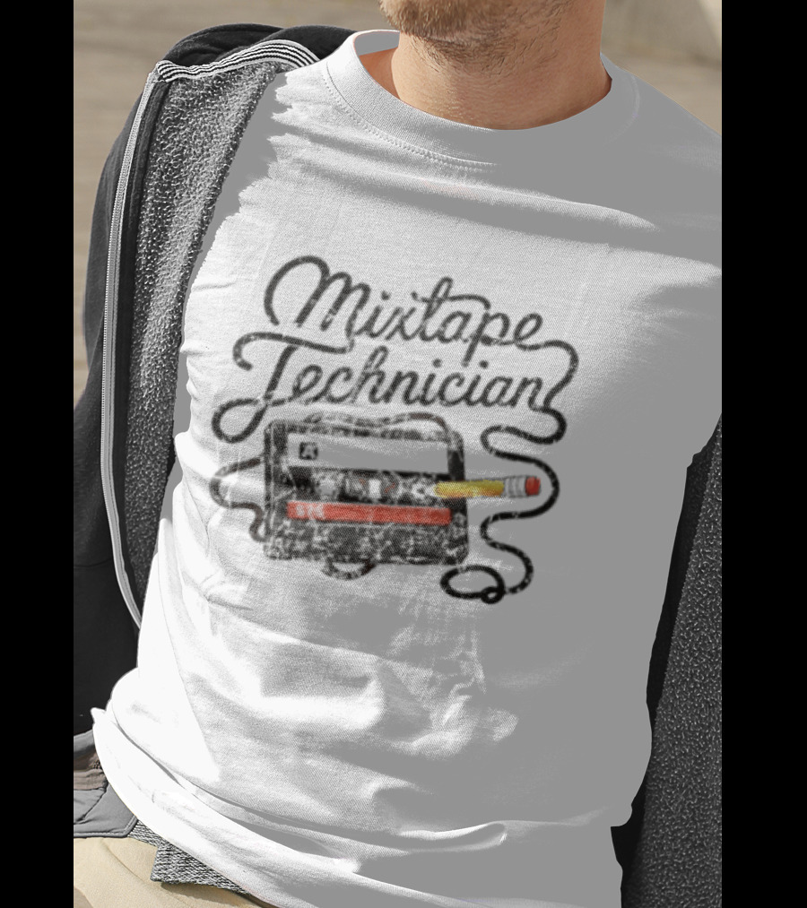Mixtape Technician Cassette Tape 90s Nostalgia Pencil Retro Music Fans T-Shirt