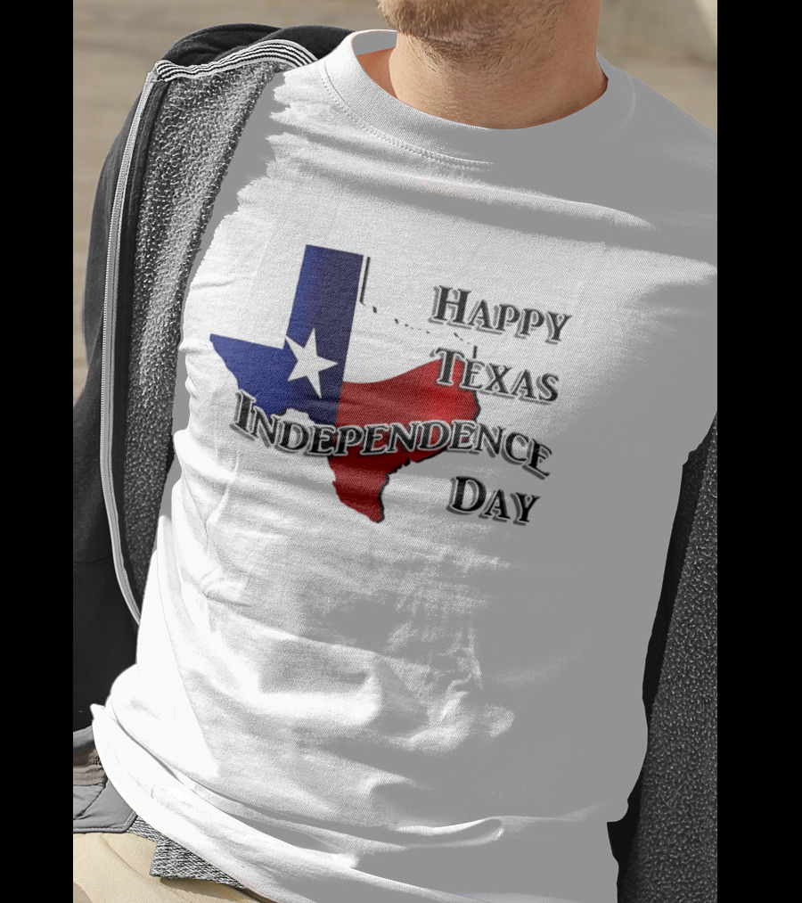 Happy Texas Independence Day Map Red And Blue Star T-Shirt