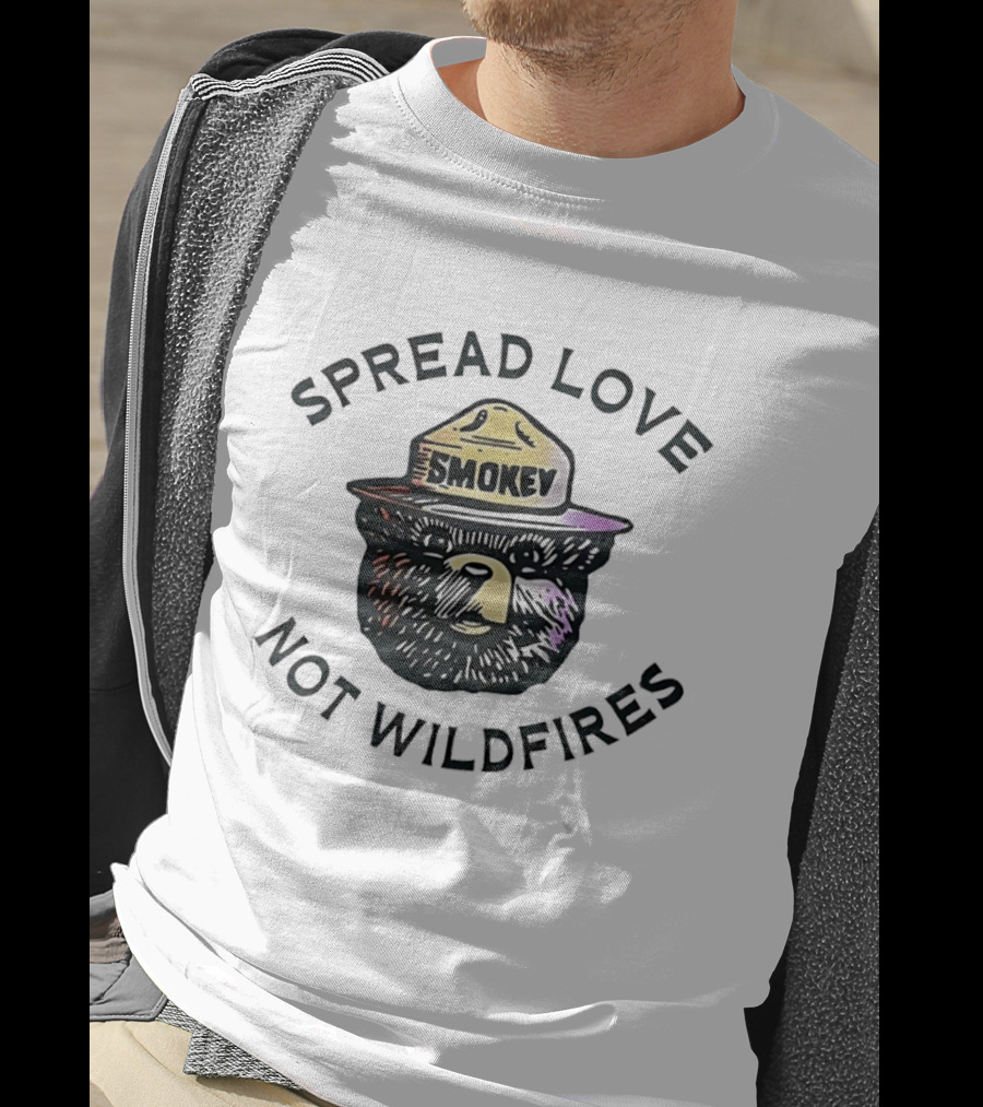 Smokey Bear Spread Love Not Wildfires Forest Fire Prevention Campaign T-Shirt