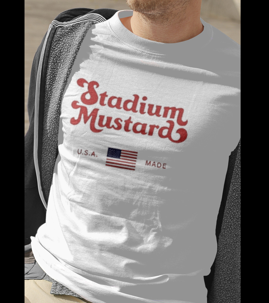 Stadium Mustard USA Made American Flag T-Shirt