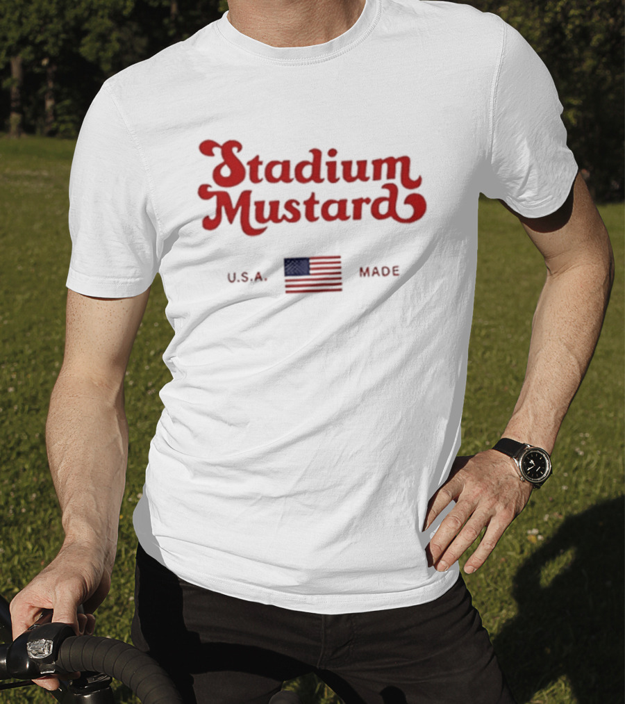 Stadium Mustard USA Made American Flag T-Shirt