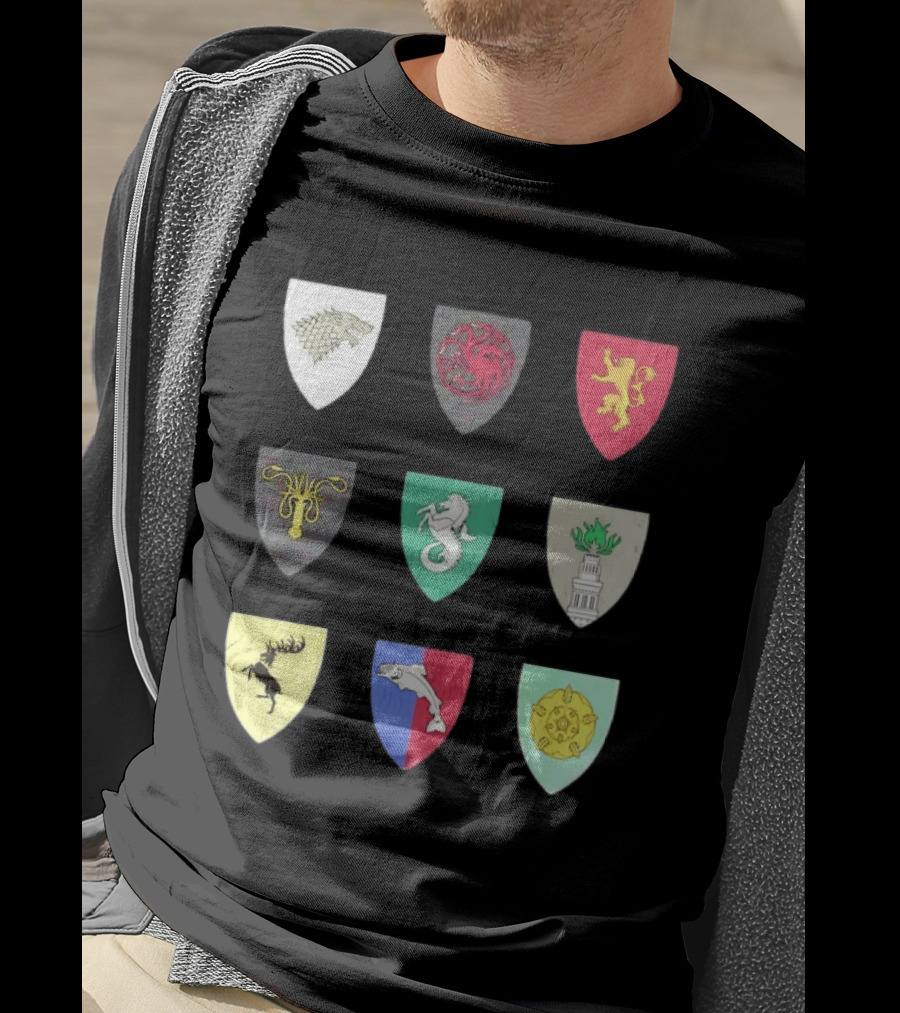 Game Of Thrones Westeros House Sigils Stark Targaryen Lannister Greyjoy Tully Baratheon بأأ** T-Shirt
