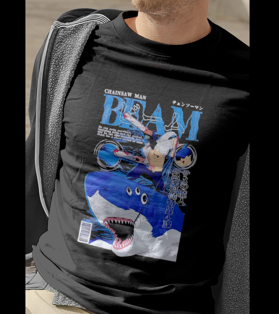 Chainsaw Man Beam Shark Transformation Japanese Manga Cover T-Shirt