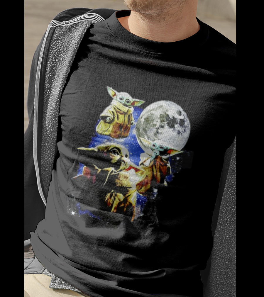 Grogu Star Wars The Mandalorian Baby Yoda Three Wolves Moon T-Shirt