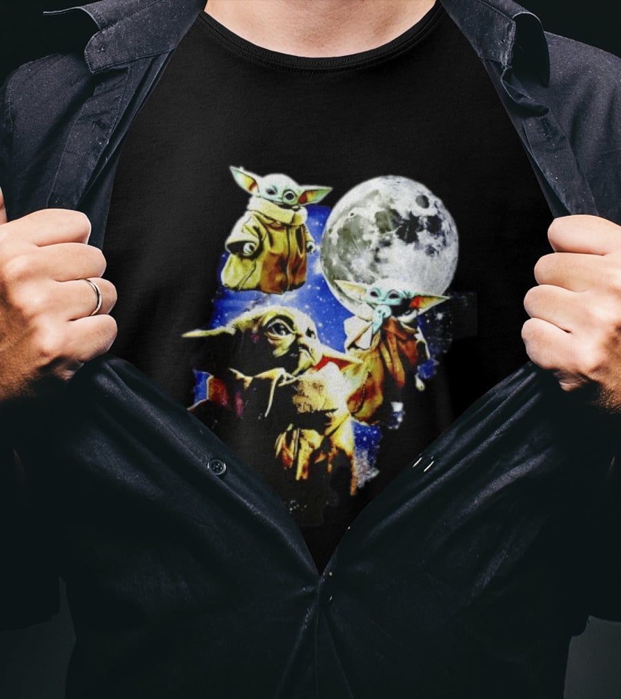 Grogu Star Wars The Mandalorian Baby Yoda Three Wolves Moon T-Shirt