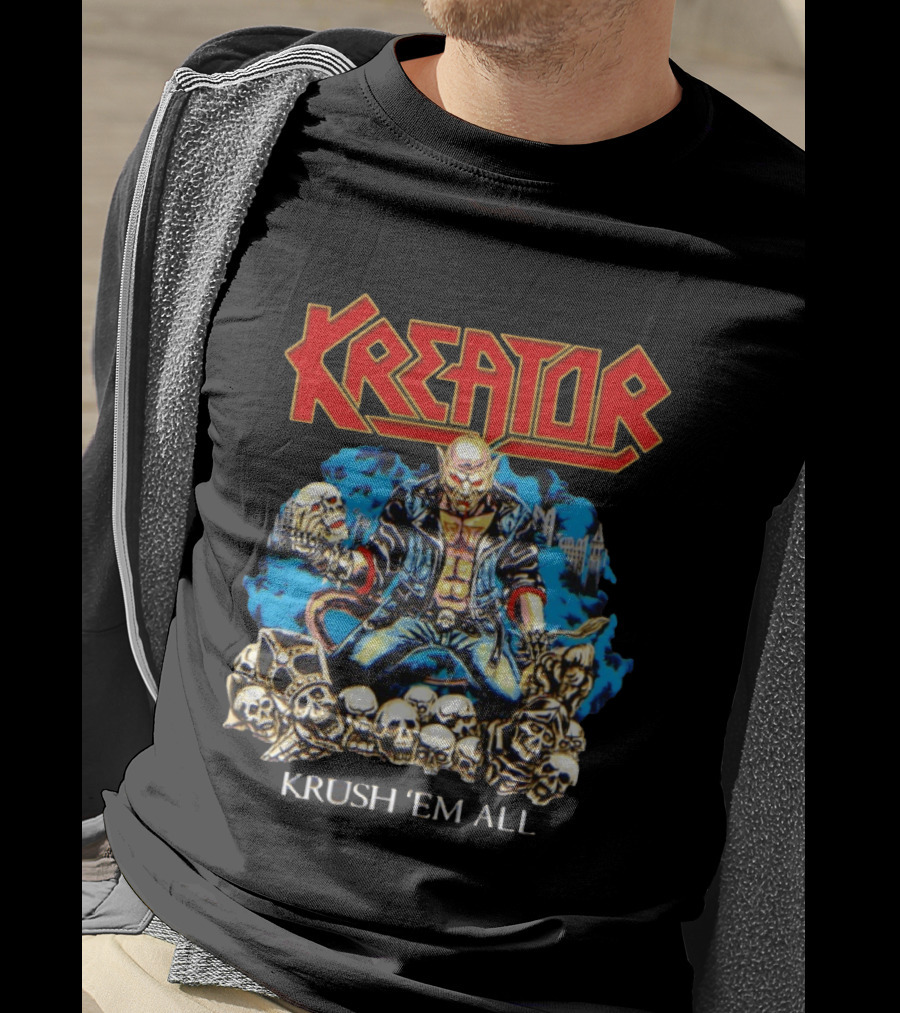 Kreator Krush 'Em All Thrash Metal Skulls And Warrior T-Shirt