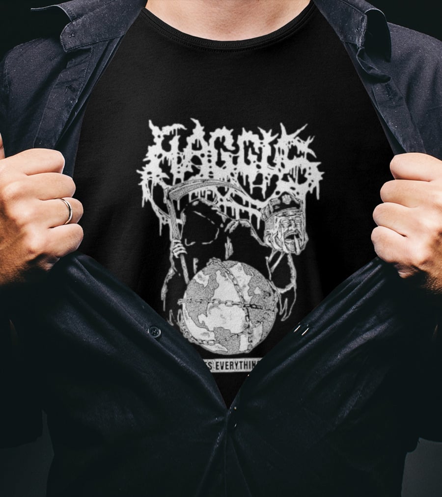 Harcus Grim Reaper Holding Chained Earth Corruption Rules Everything Around Me T-Shirt