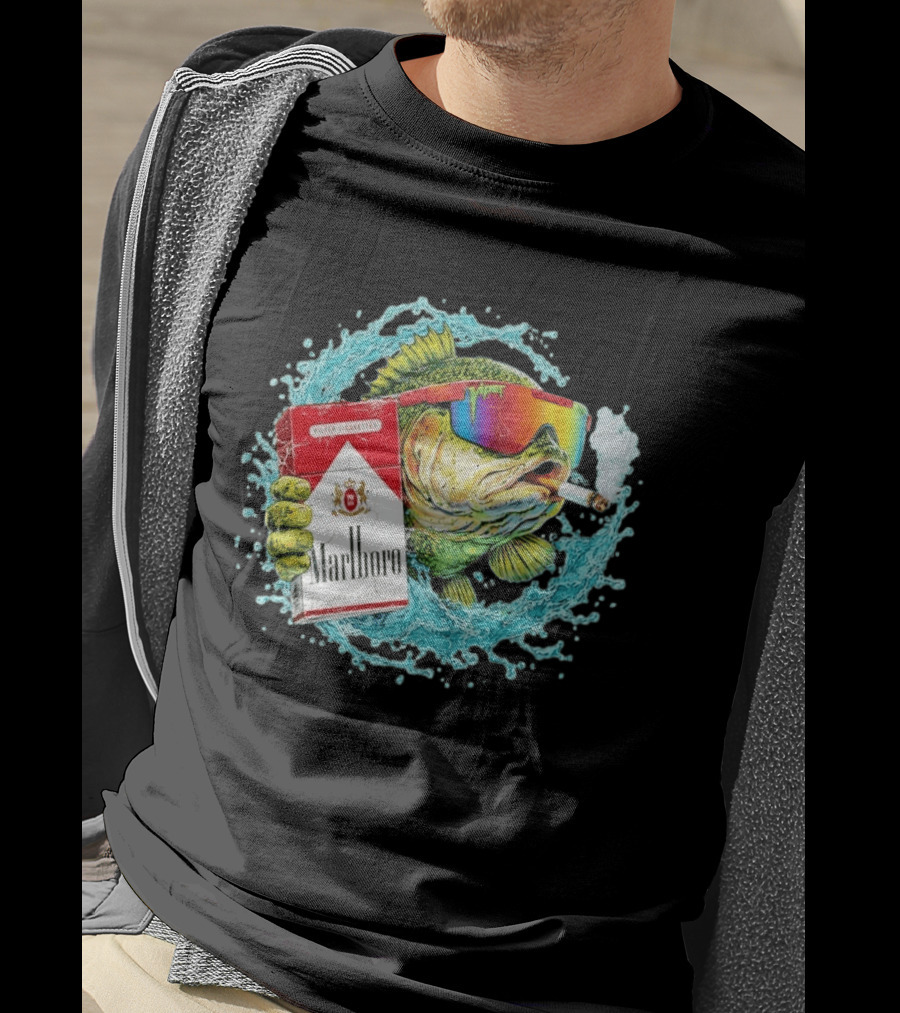 Hell Yeah Marlboro Cigarette Fish Smoking Viper Sunglasses T-Shirt
