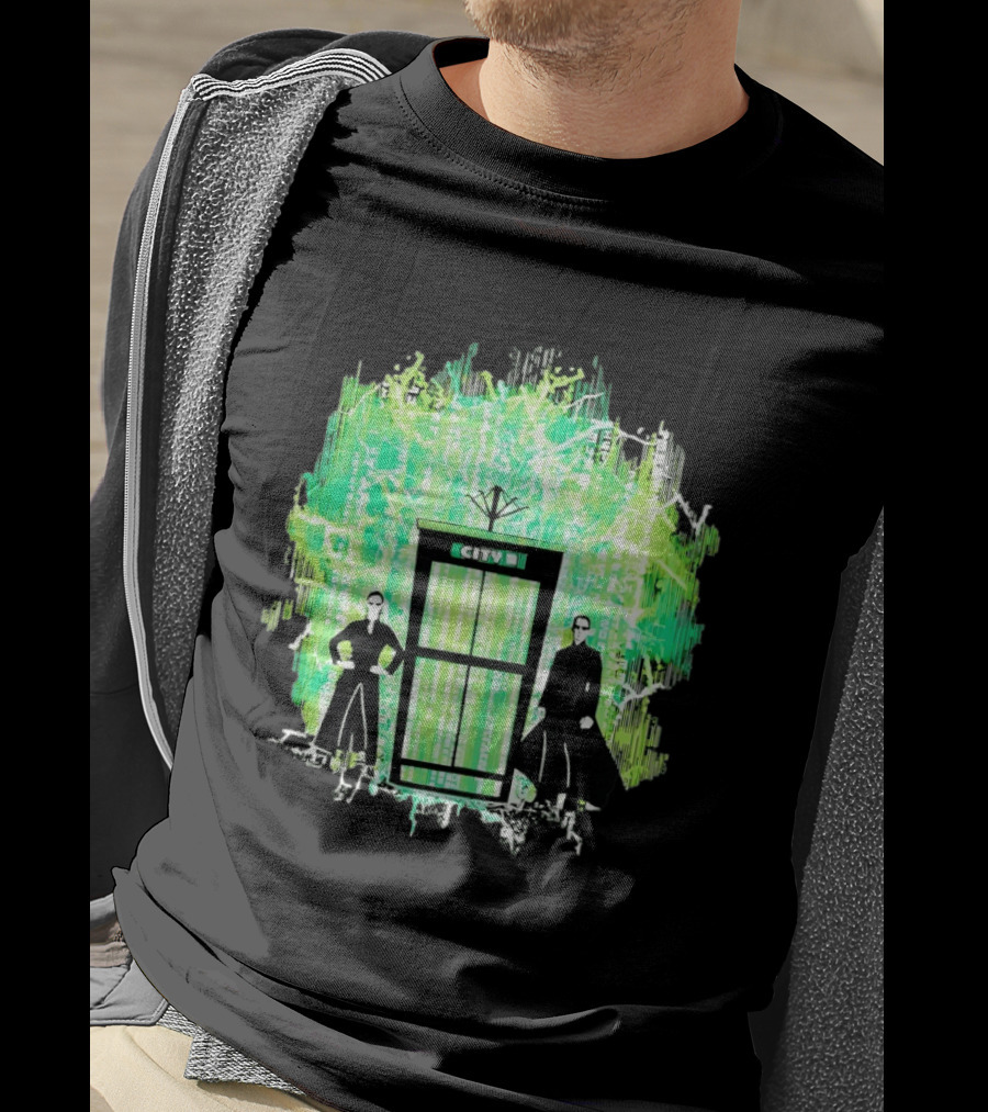 Matrix City Phone Booth Green Code Agents T-Shirt