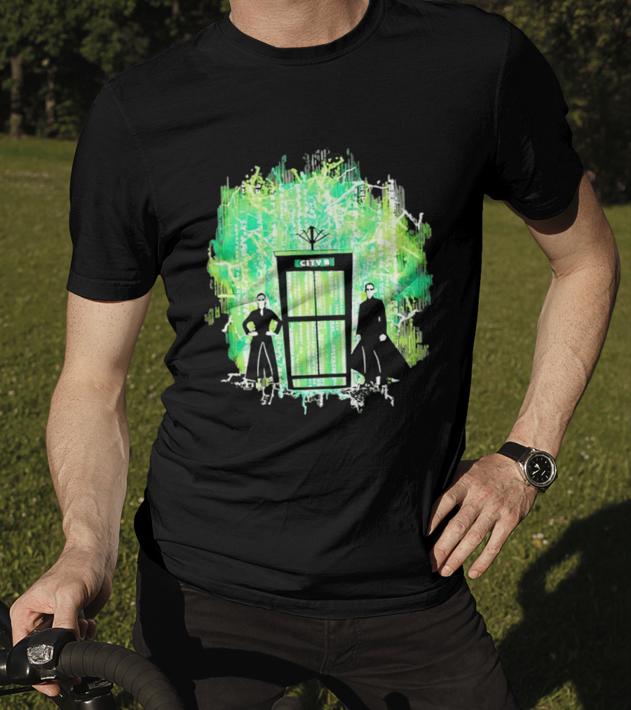 Matrix City Phone Booth Green Code Agents T-Shirt