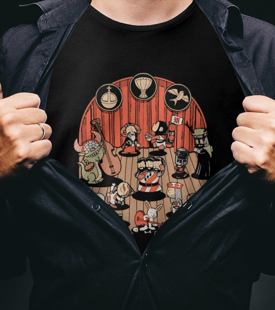 Monty Python And The Holy Grail Medieval Band Peanuts Style Scene T-Shirt