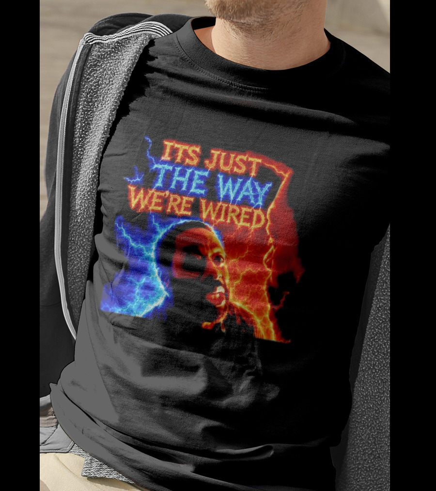 Its Just The Way We're Wired Red And Blue Lightning Face Illusion T-Shirt