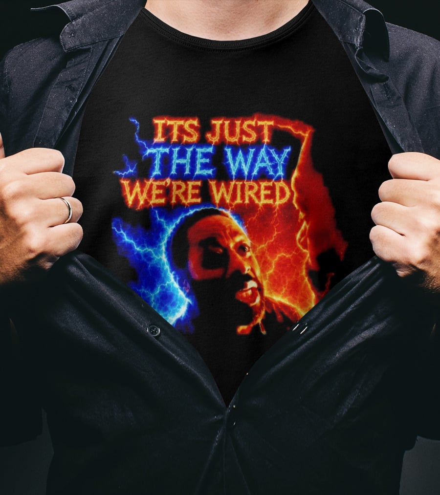 Its Just The Way We're Wired Red And Blue Lightning Face Illusion T-Shirt