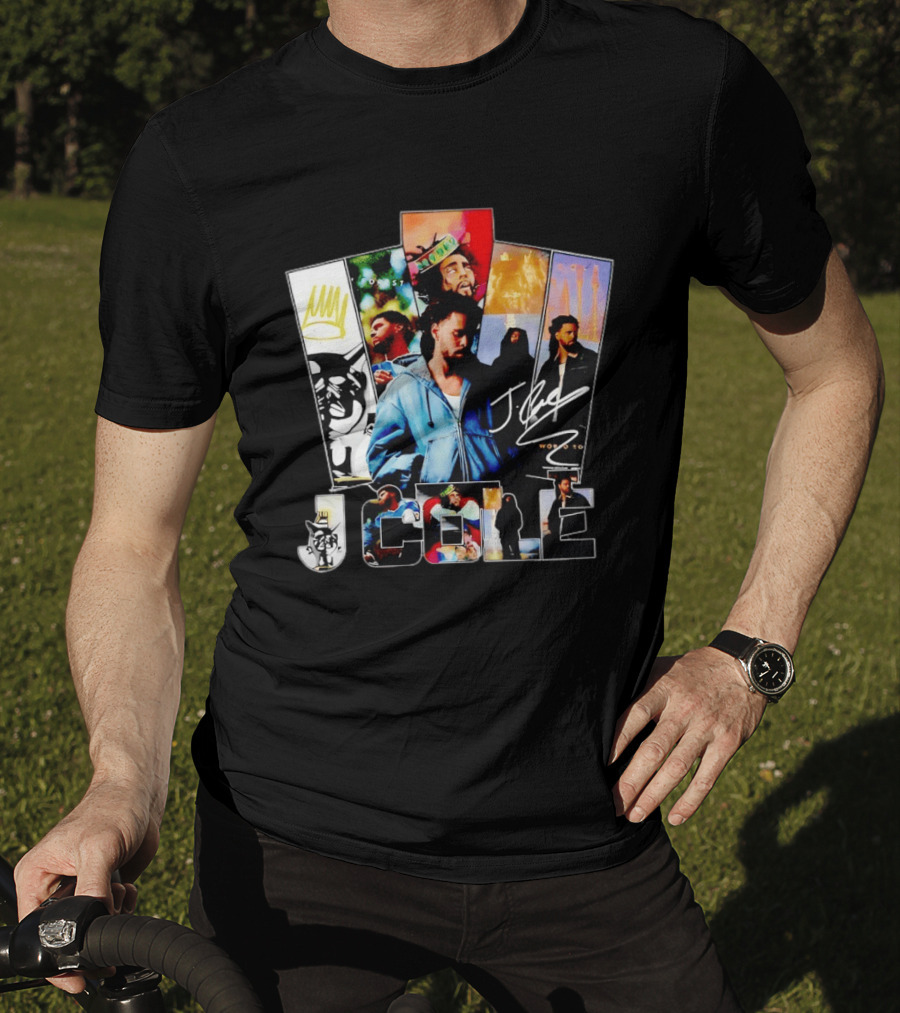 J Cole Woobst Collage Artwork With Crown And Signature T-Shirt