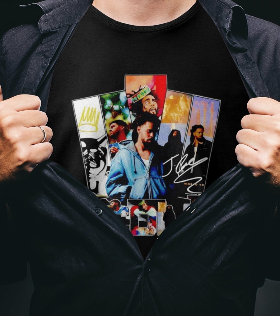 J Cole Woobst Collage Artwork With Crown And Signature T-Shirt