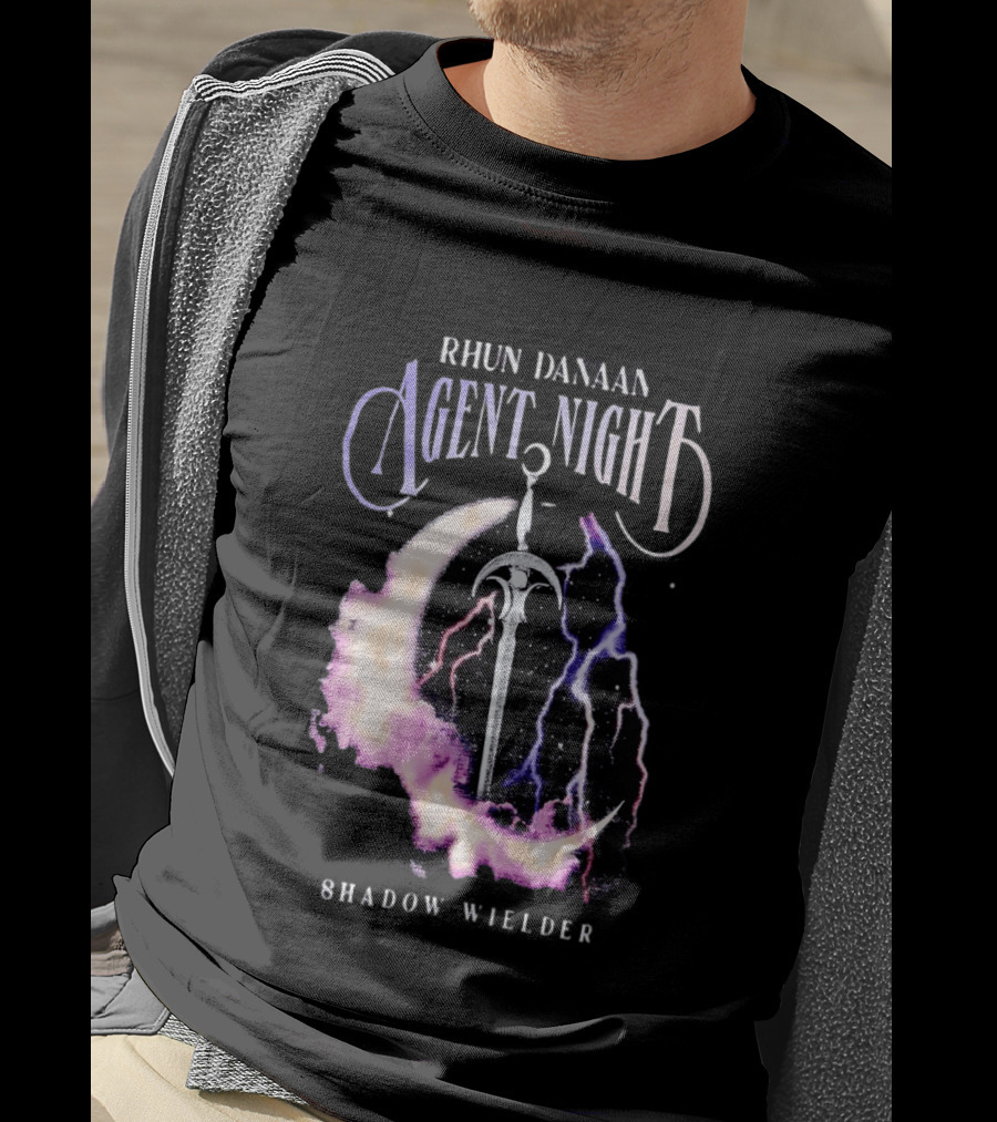 Rhun Danaan Agent Night Shadow Wielder Sword Moon Lightning T-Shirt