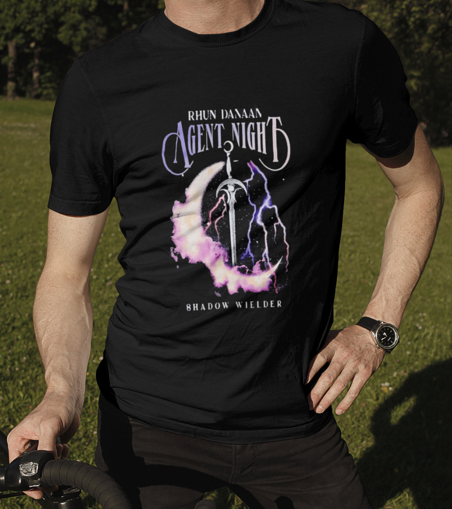 Rhun Danaan Agent Night Shadow Wielder Sword Moon Lightning T-Shirt