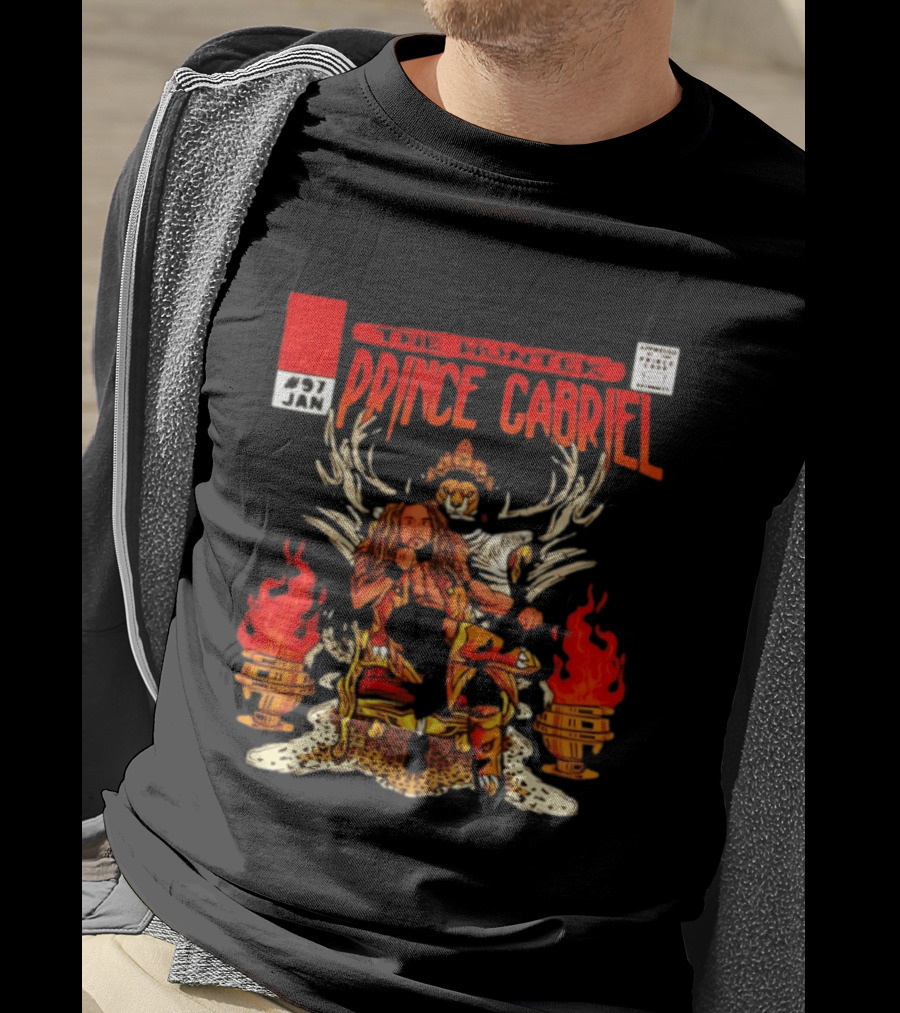 The Hunter Prince Gabriel 97 Jan Comic Book Cover Deer Antlers Flaming Torches T-Shirt