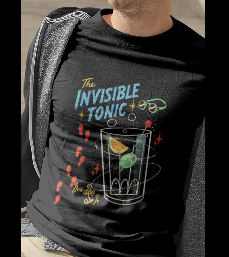 The Invisible Tonic Glass With Citrus Garnish And Playful Summer T-Shirt