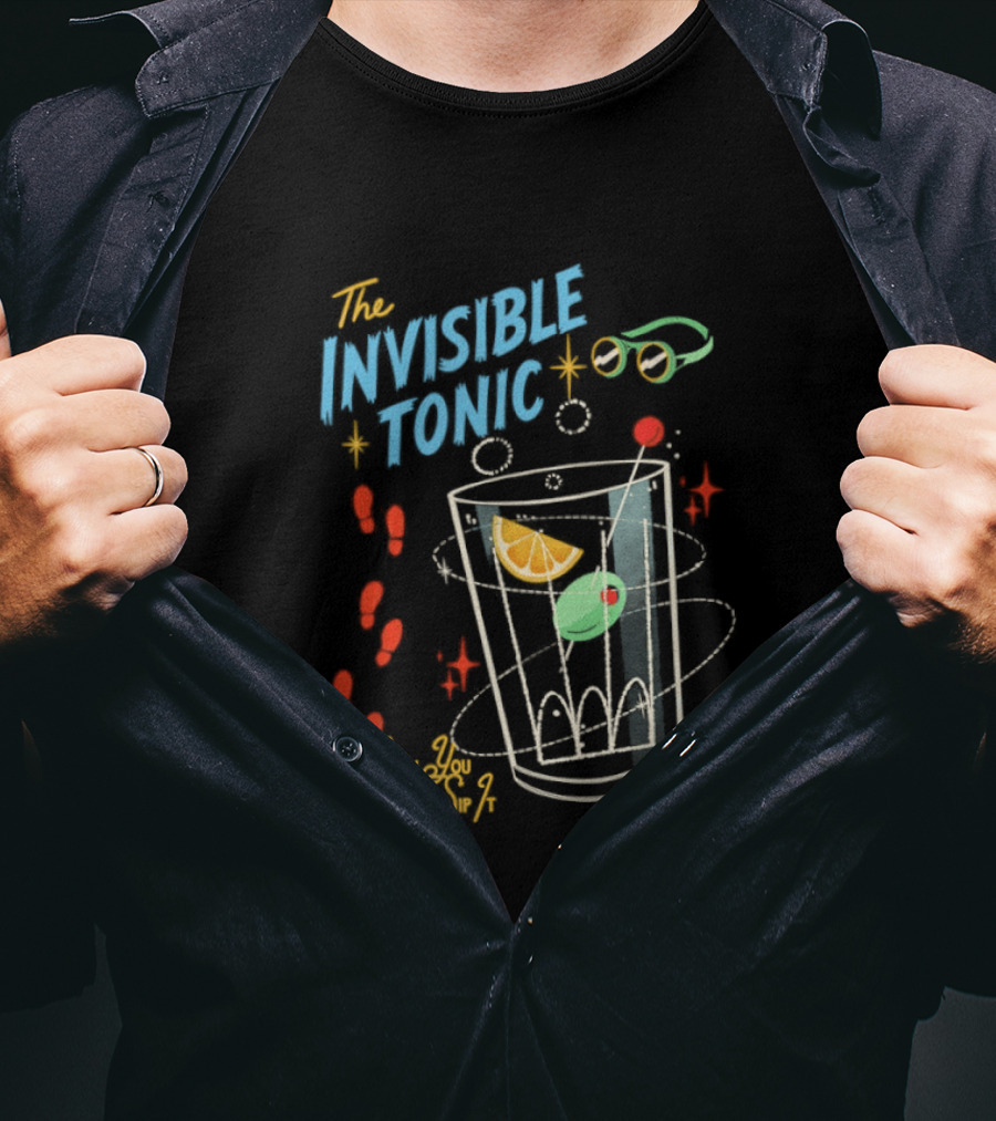The Invisible Tonic Glass With Citrus Garnish And Playful Summer T-Shirt