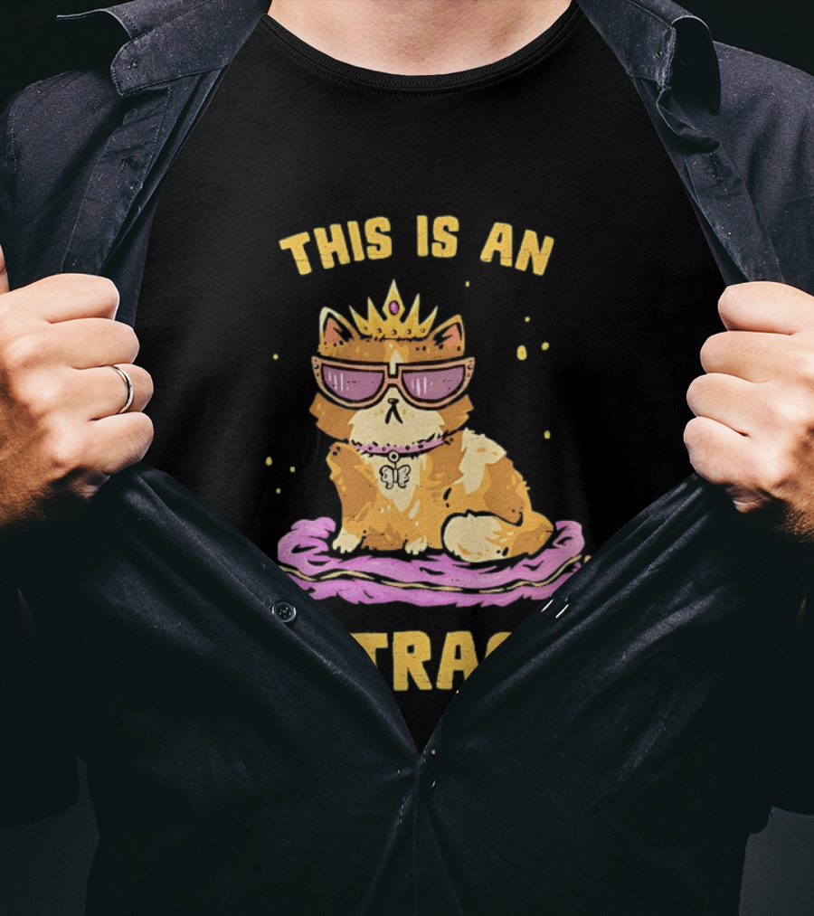 This Is An Outrage Cat With Crown Sunglasses And Butterfly Necklace T-Shirt