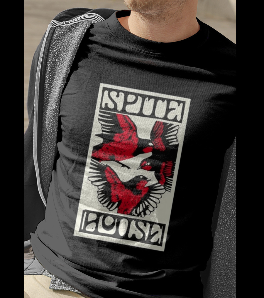 Spite House Bird Artwork With Bold Red And Black T-Shirt
