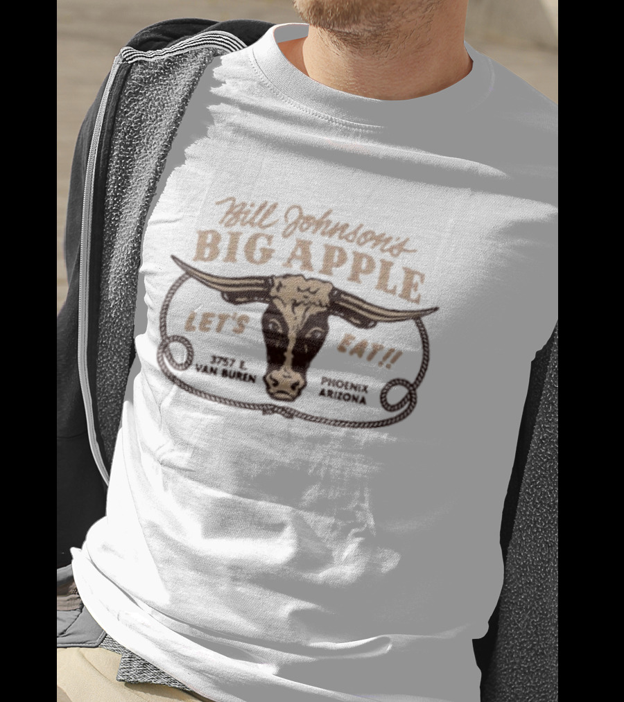 Bill Johnson's Big Apple Let's Eat Phoenix Arizona Cow Head T-Shirt
