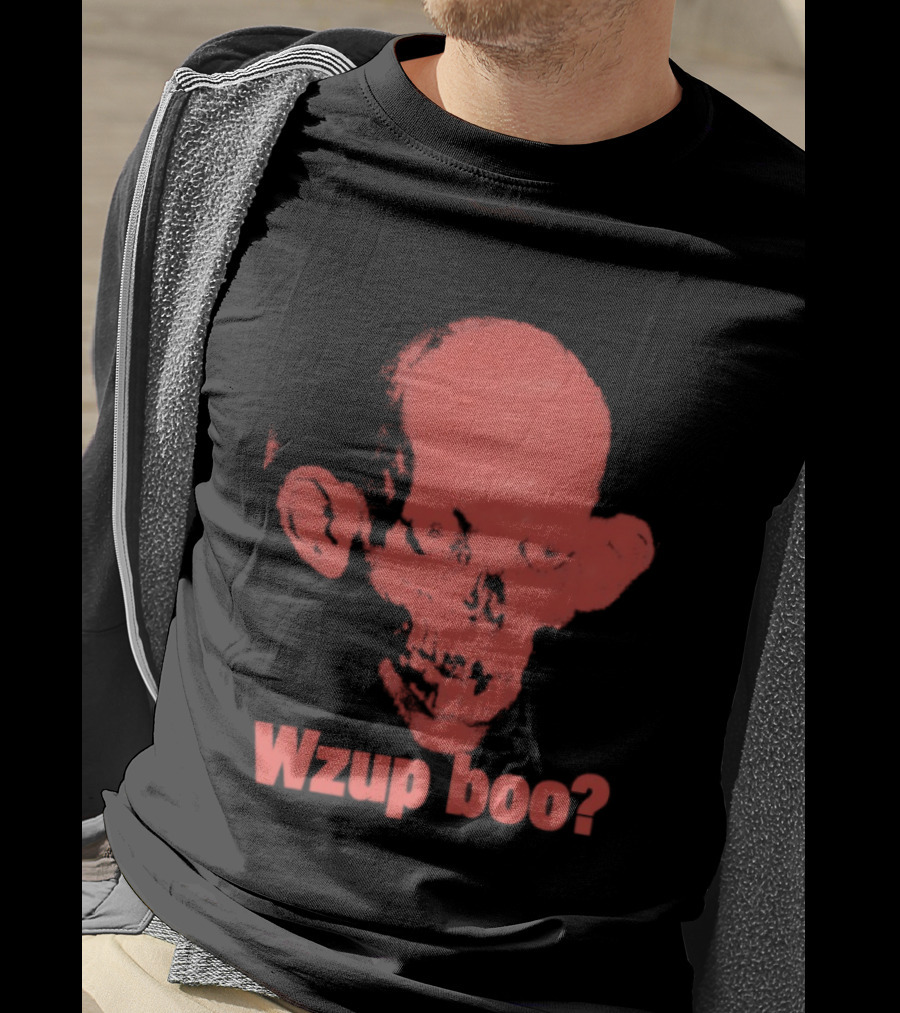 Wzup Boo Creepy Skull Horror Spooky T-Shirt