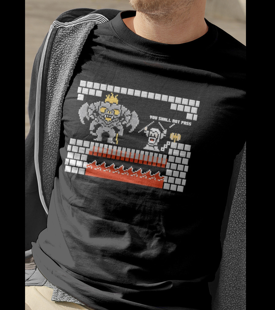 You Shall Not Pass Balrog Gandalf Pixel Retro Gaming T-Shirt