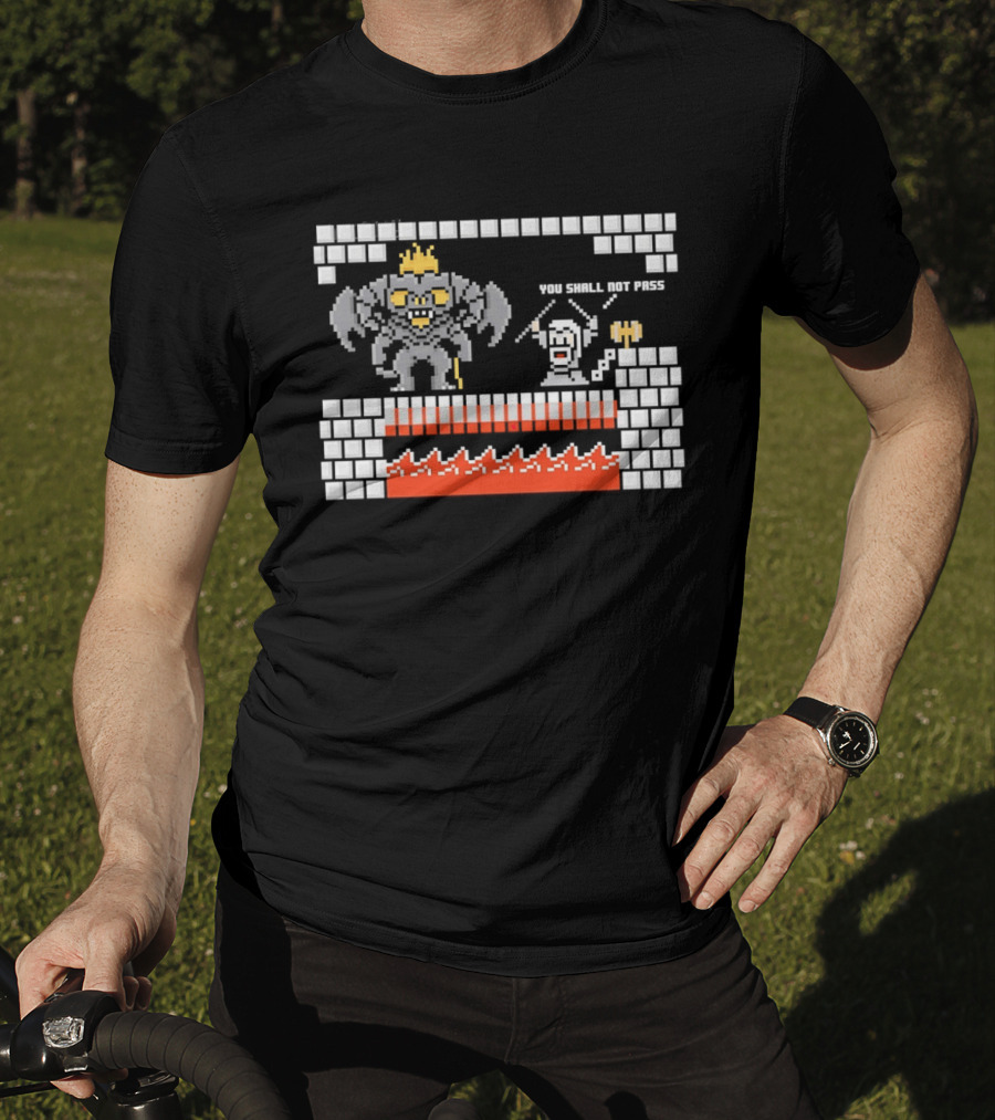 You Shall Not Pass Balrog Gandalf Pixel Retro Gaming T-Shirt