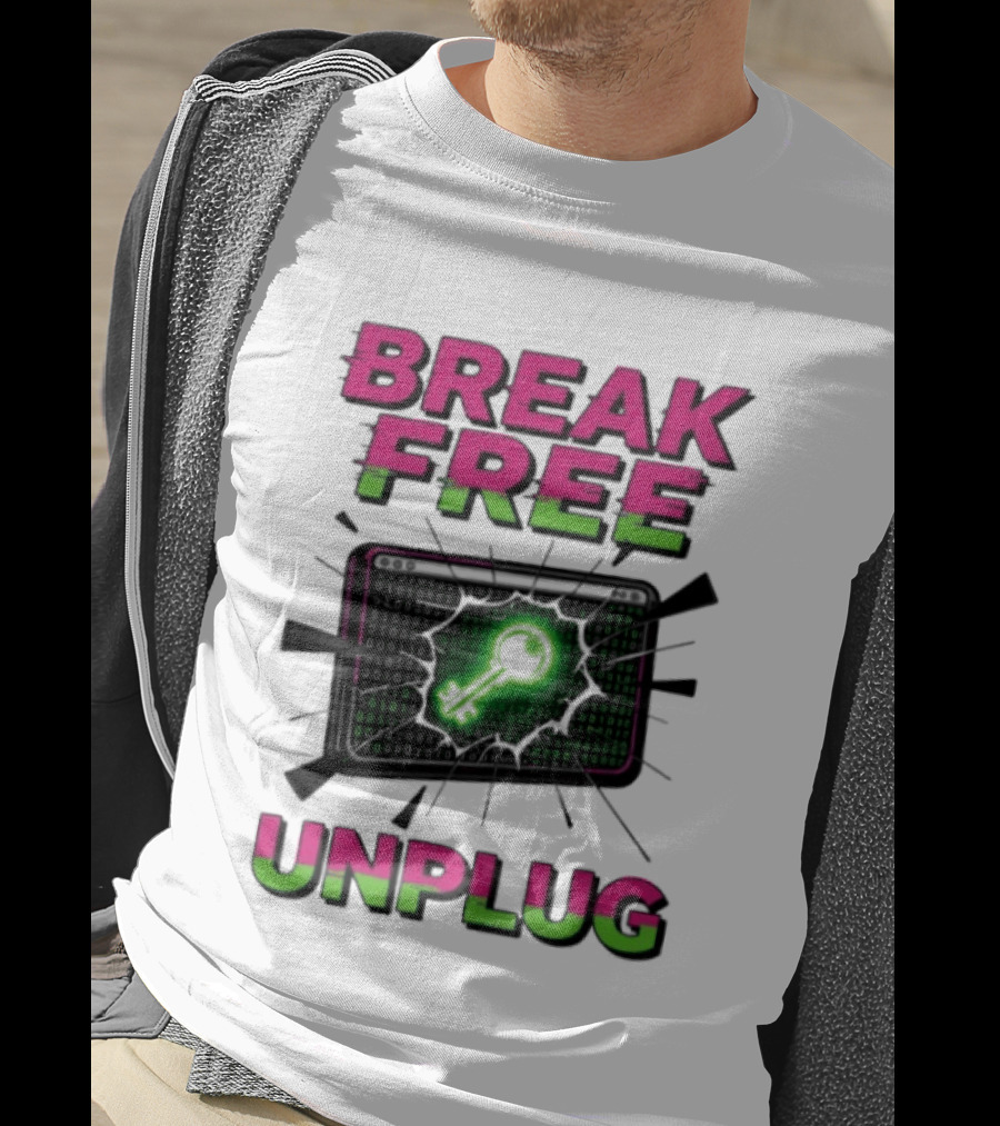 Break Free Unplug Digital Glitch Key Cyber T-Shirt