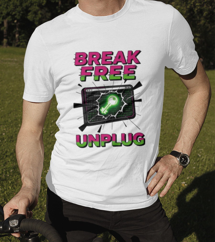 Break Free Unplug Digital Glitch Key Cyber T-Shirt