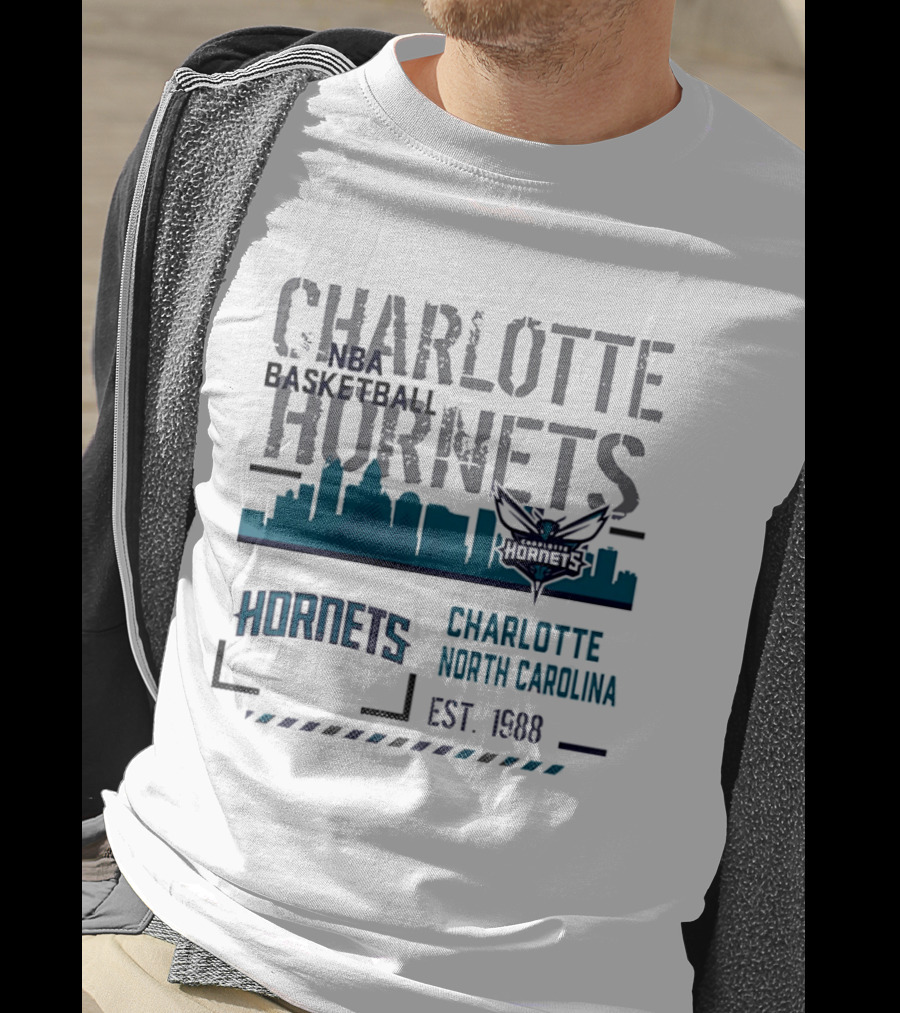 Charlotte Hornets NBA Basketball City Skyline Est 1988 North Carolina T-Shirt