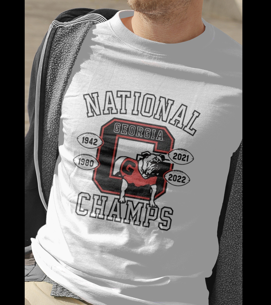 Georgia Bulldogs National Champs 1942 1980 2021 2022 Bulldog Football T-Shirt