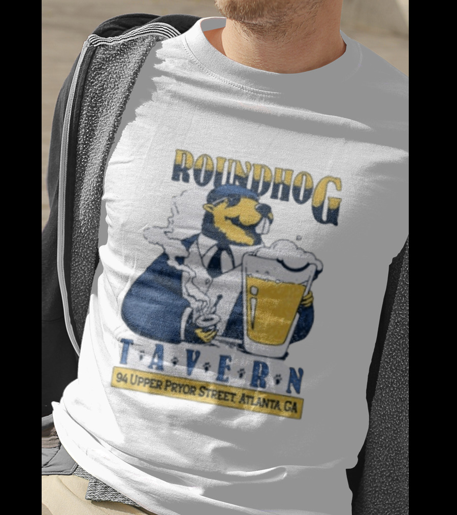 Groundhog Tavern 94 Upper Pryor Street Atlanta GA Vintage Style Beer And Smoke T-Shirt