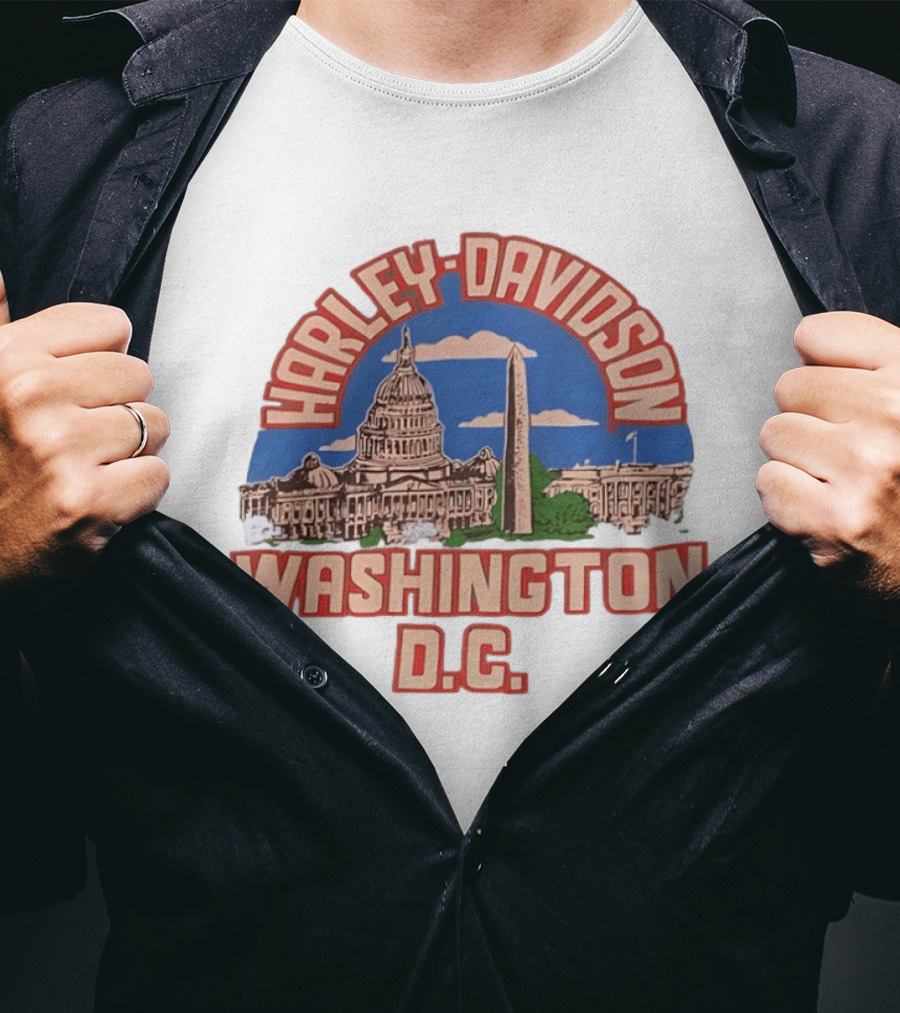 Harley Davidson Washington DC Capitol Washington Monument T-Shirt