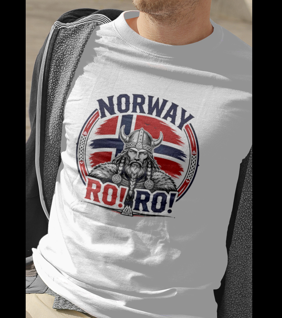 Norway Viking Warrior Braided Beard RO RO Flag T-Shirt