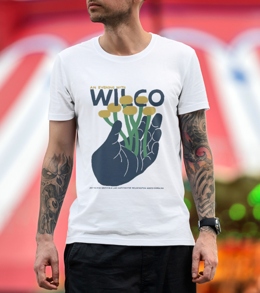 An Evening With Wilco Greenfield Lake Amphitheater 7 13 26 Wilmington NC Hand Flowers T-Shirt