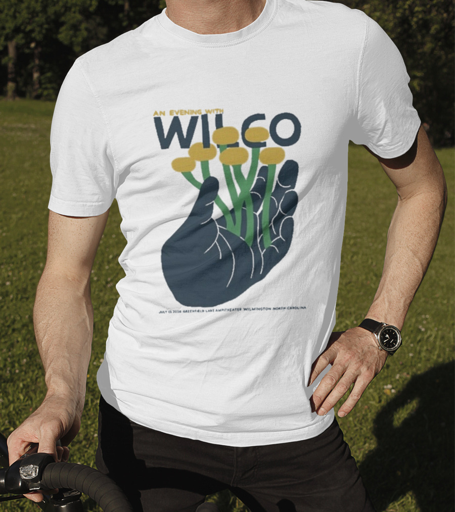 An Evening With Wilco Greenfield Lake Amphitheater 7 13 26 Wilmington NC Hand Flowers T-Shirt