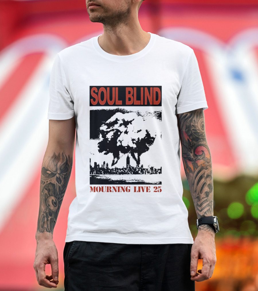 Soul Blind Mourning Live 25 Mushroom Cloud Explosion Over City Skyline T-Shirt