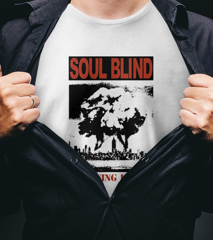 Soul Blind Mourning Live 25 Mushroom Cloud Explosion Over City Skyline T-Shirt