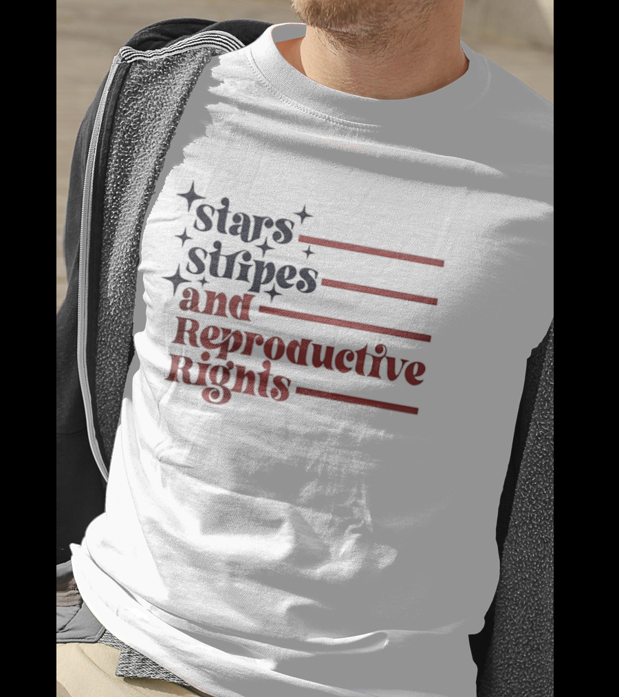 Stars Stripes And Reproductive Rights Patriotic Lettering With Striped Lines T-Shirt