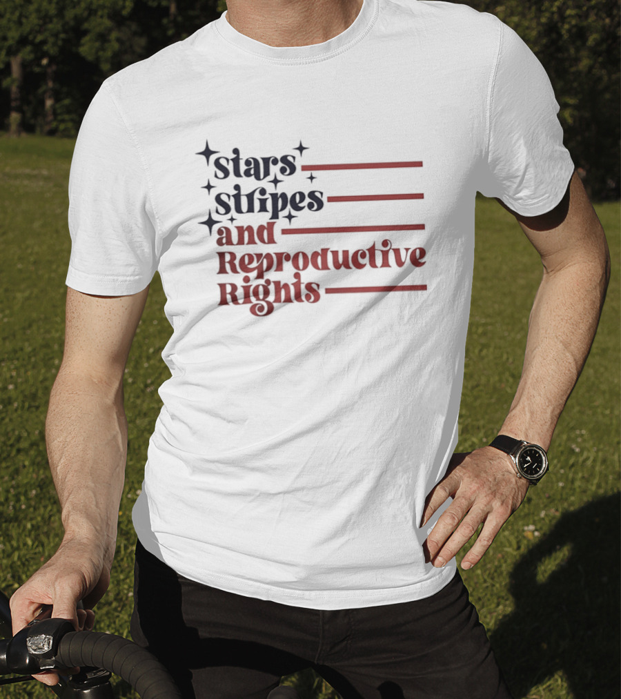 Stars Stripes And Reproductive Rights Patriotic Lettering With Striped Lines T-Shirt