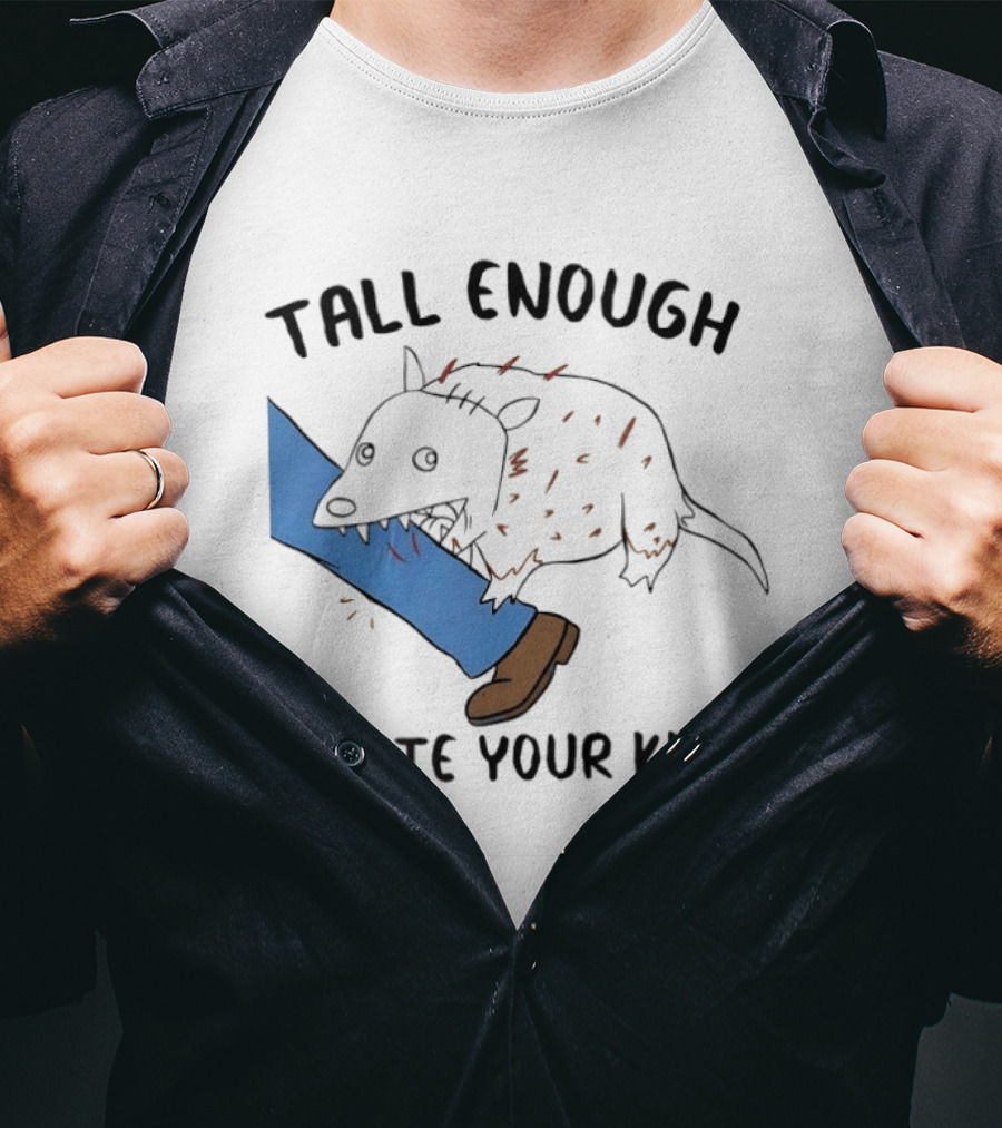 Tall Enough To Bite Your Knees Opossum Joke Featuring Animal Bite T-Shirt