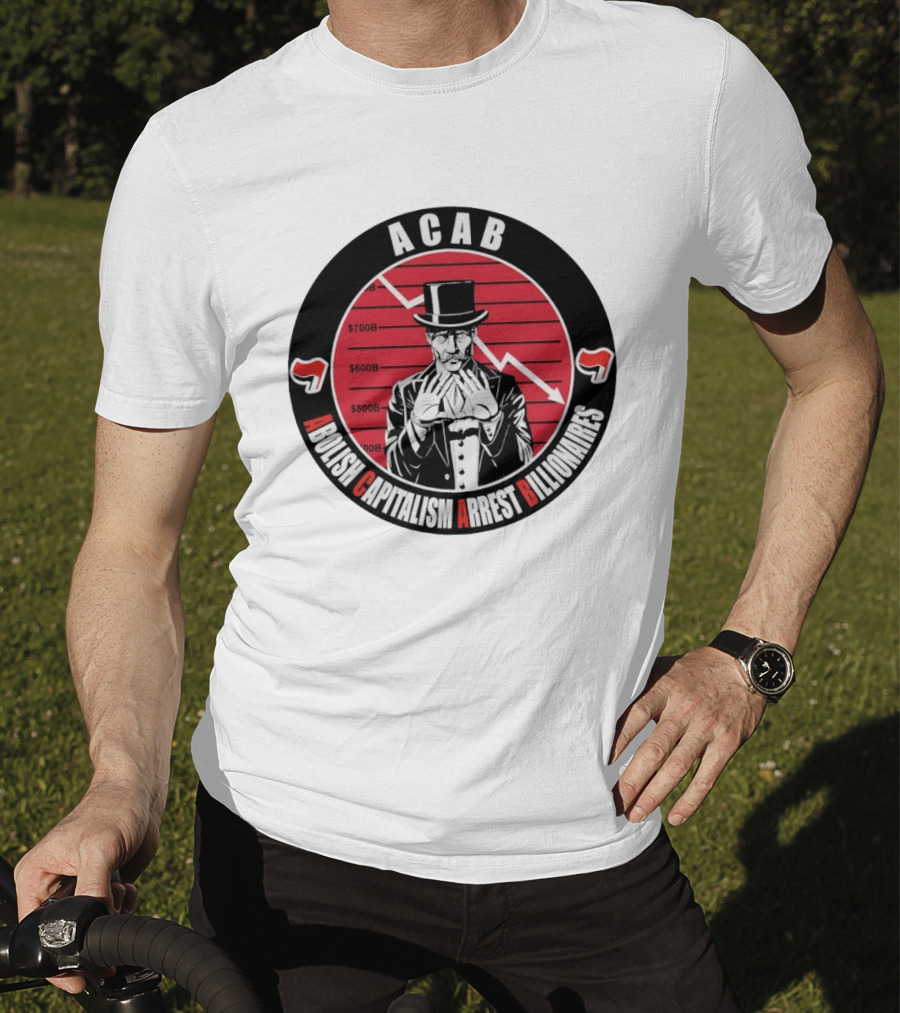 ACAB Abolish Capitalism Arrest Billionaires Monopoly Man Falling Stock Market T-Shirt