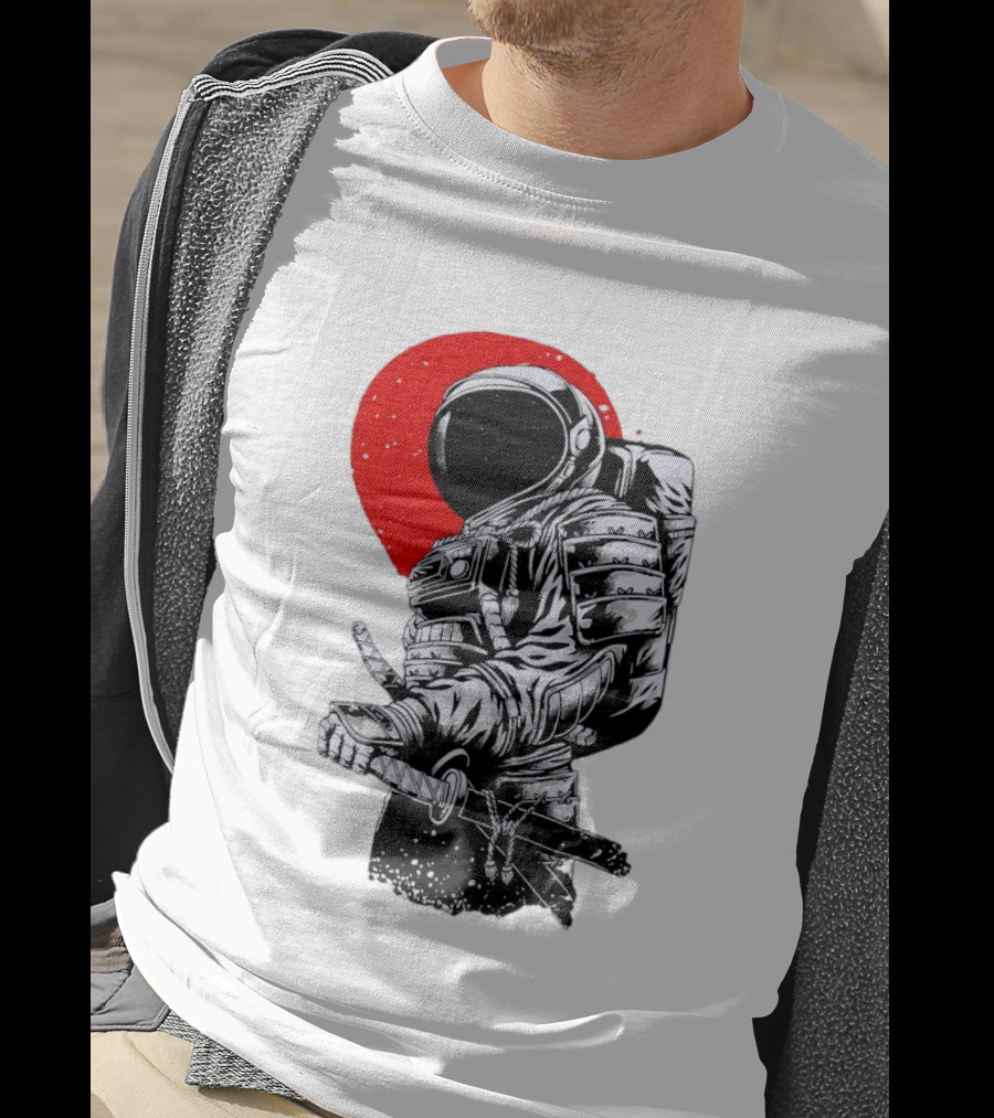 Astronaut Samurai Katana Sword Red Rising Sun T-Shirt