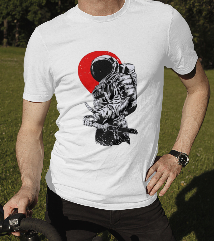 Astronaut Samurai Katana Sword Red Rising Sun T-Shirt