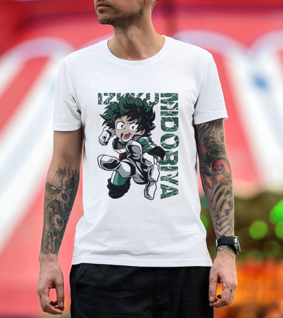 Izuku Midoriya Action Pose Green Hero Costume Anime T-Shirt