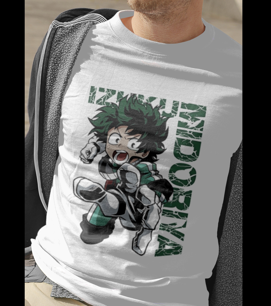 Izuku Midoriya Action Pose Green Hero Costume Anime T-Shirt