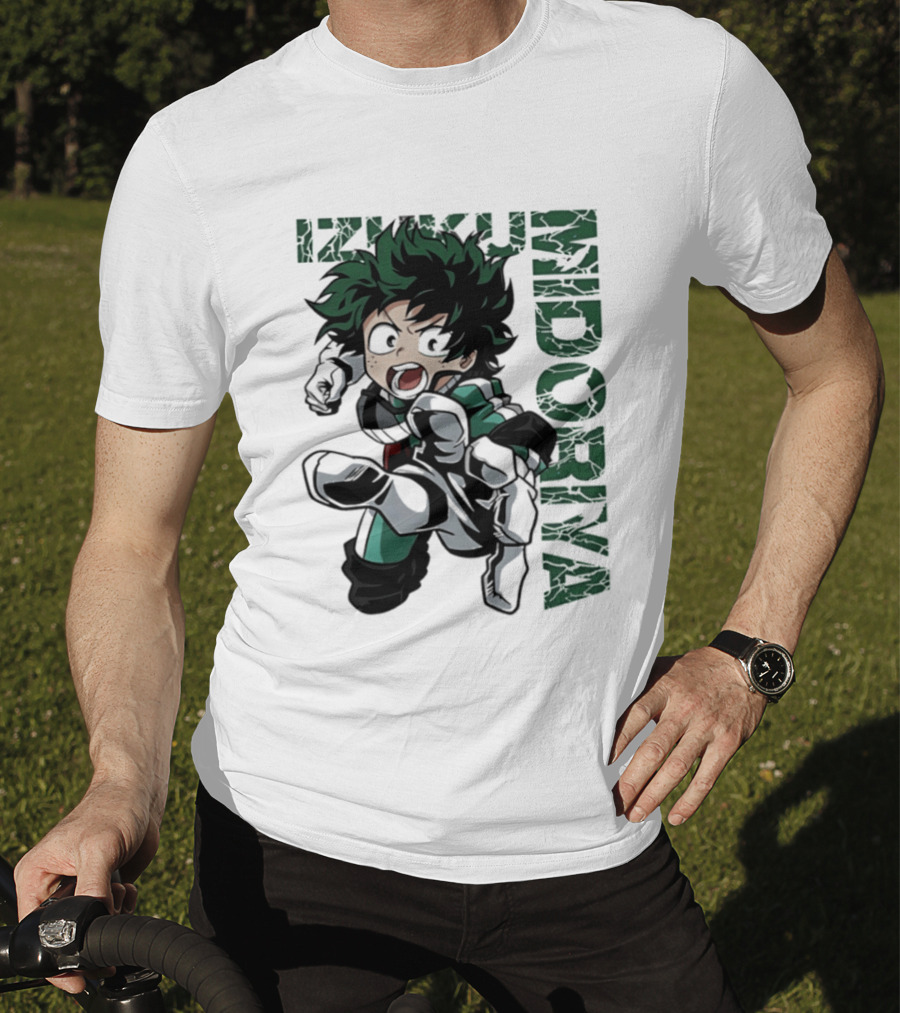 Izuku Midoriya Action Pose Green Hero Costume Anime T-Shirt
